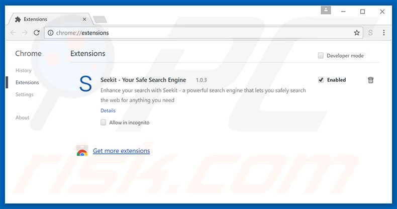 Removing seargoo.com related Google Chrome extensions