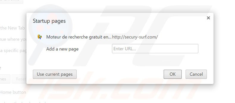 Removing secury-surf.com from Google Chrome homepage