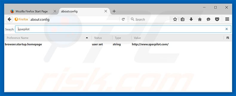 Removing sparpilot.com from Mozilla Firefox default search engine