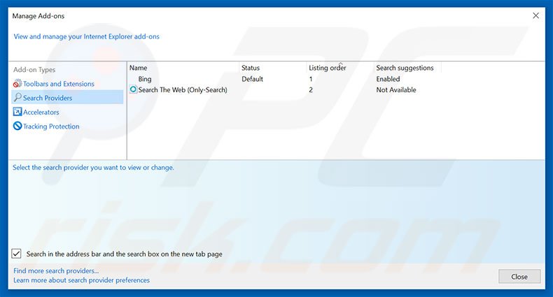 Removing sparpilot.com from Internet Explorer default search engine