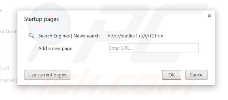 Removing statliru1.ru from Google Chrome homepage