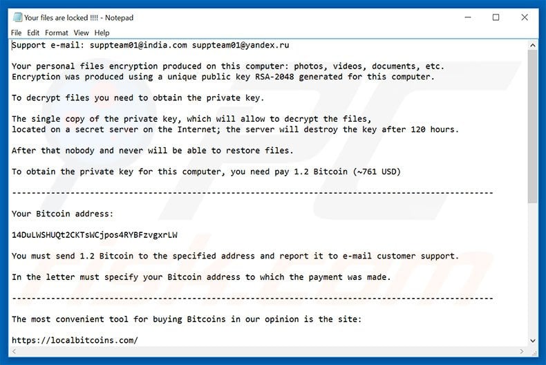 suppteam01@india.com ransomware text file