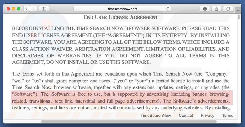 Timesearchnow.com EULA