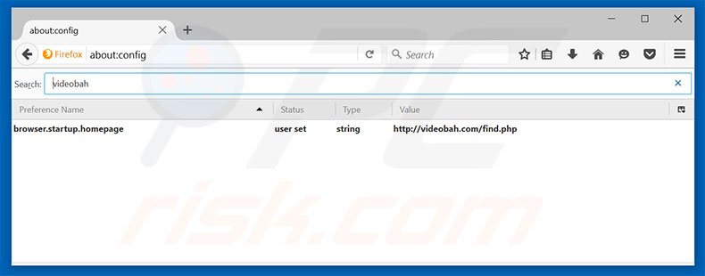 Removing videobah.com from Mozilla Firefox default search engine