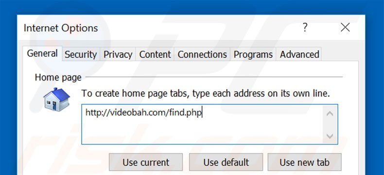 Removing videobah.com from Internet Explorer homepage