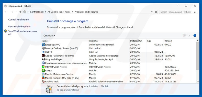 videobah.com browser hijacker uninstall via Control Panel