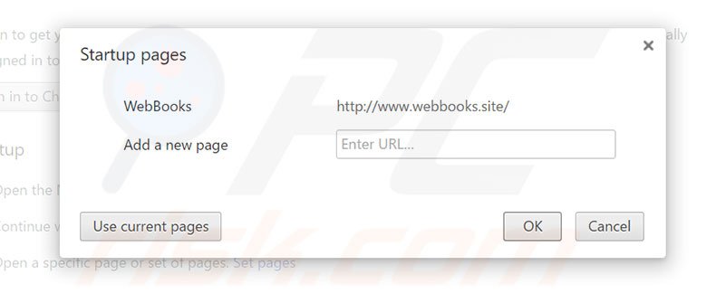 Removing webbooks.site from Google Chrome homepage