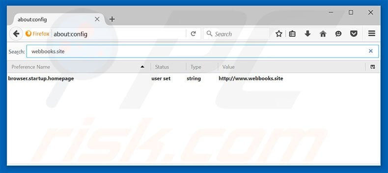 Removing webbooks.site from Mozilla Firefox default search engine