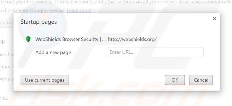 Removing search.webshields.org from Google Chrome homepage