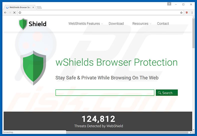 Website used to promote WebShields browser hijacker