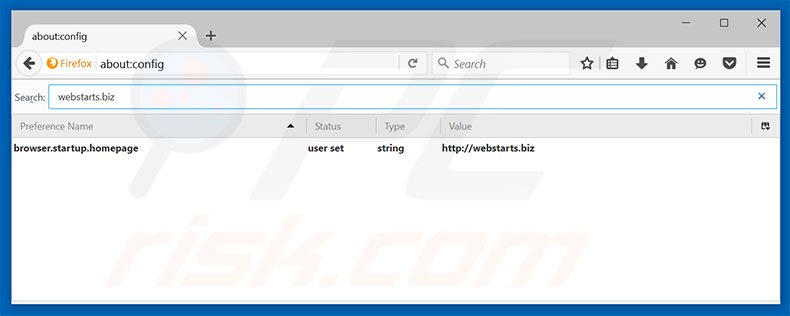 Removing webstarts.biz from Mozilla Firefox default search engine