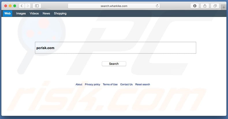 search.wharkike.com browser hijacker on a Mac computer