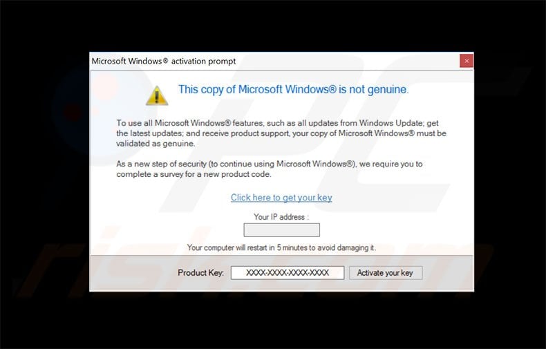 Microsoft Windows is not genuine scam