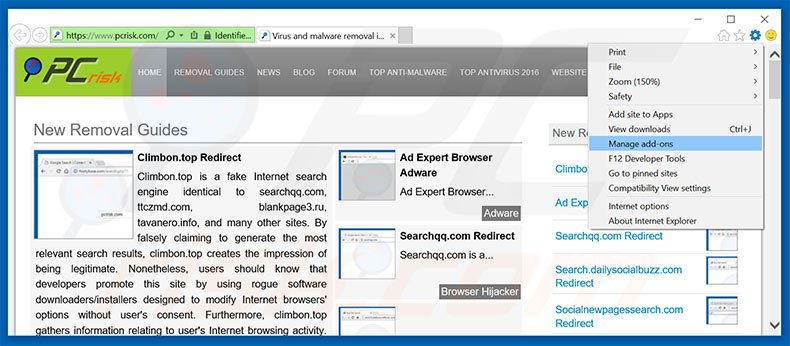 Removing Windows User Manager ads from Internet Explorer step 1