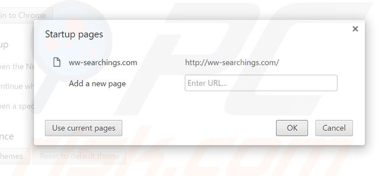 Removing ww-searchings.com from Google Chrome homepage