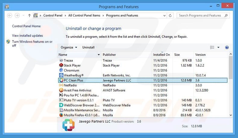 Your Computer May Be At Risk adware uninstall via Control Panel