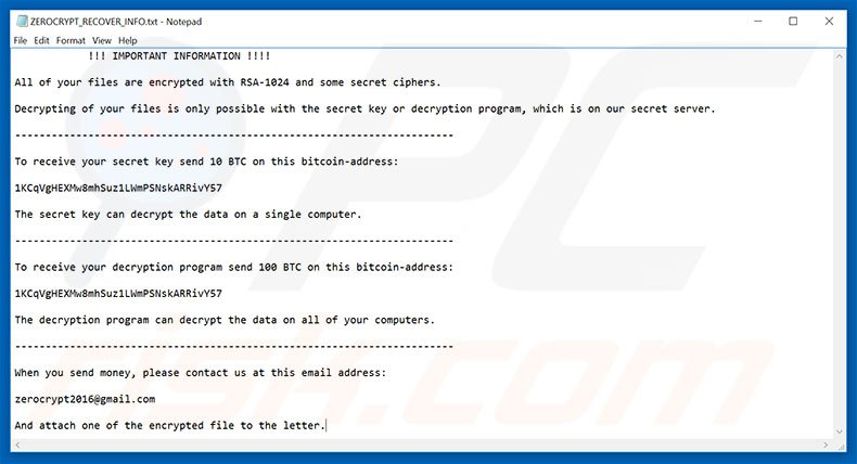 ZeroCrypt decrypt instructions