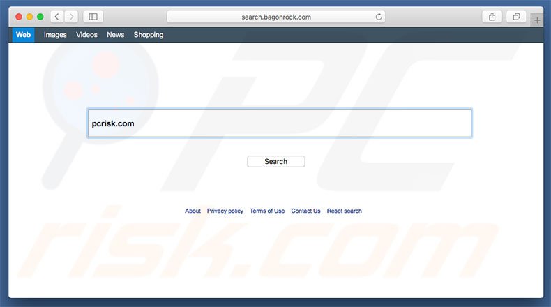 search.bagonrock.com browser hijacker on a Mac computer