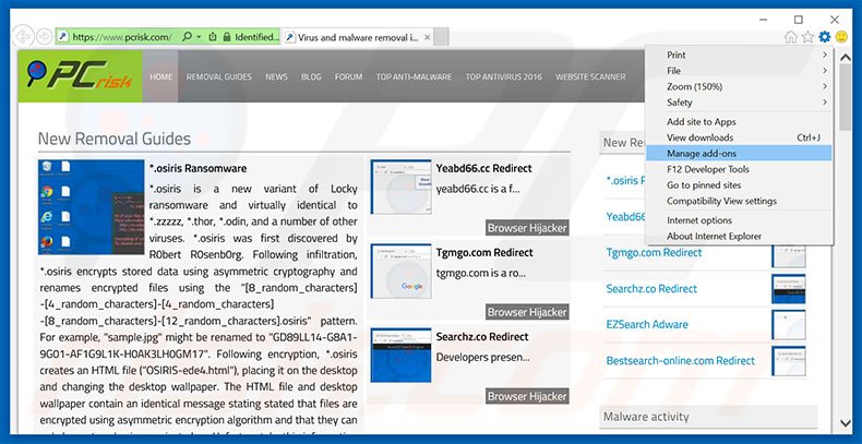 Removing Call Technical Support Immediately ads from Internet Explorer step 1