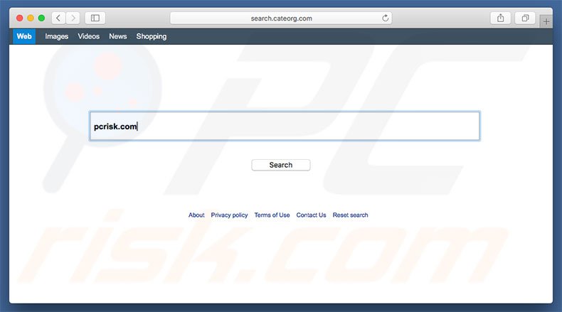 search.cateorg.com browser hijacker on a Mac computer