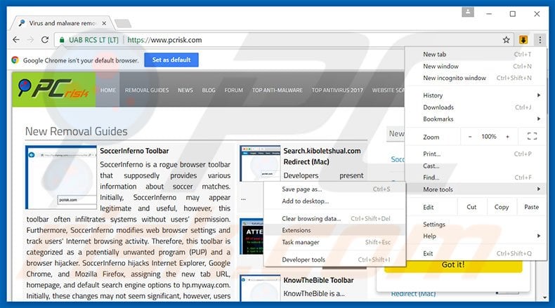 Removing ContentPush  ads from Google Chrome step 1