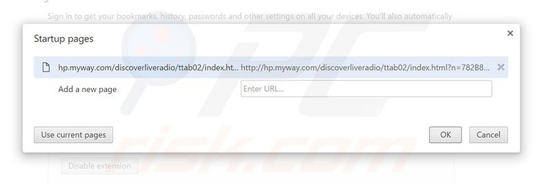 Removing hp.myway.com from Google Chrome homepage