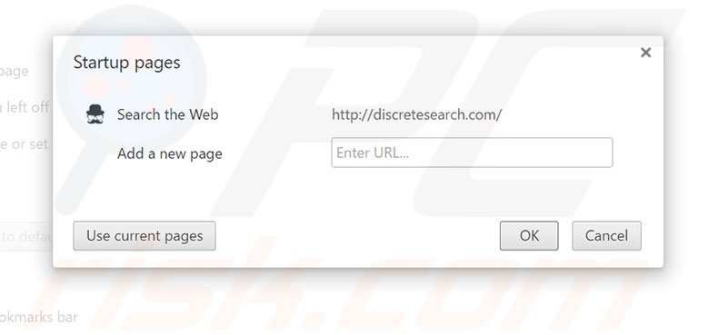Removing discretesearch.com from Google Chrome homepage