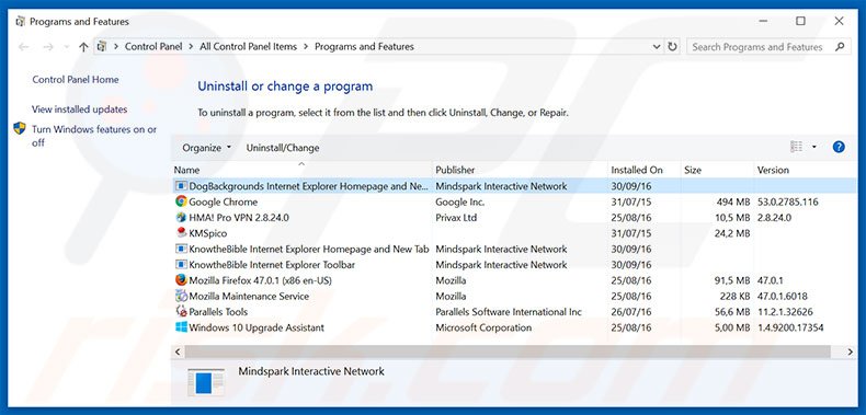 hp.myway.com browser hijacker uninstall via Control Panel