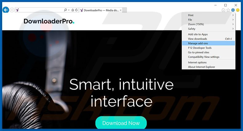 Removing DownloaderPro ads from Internet Explorer step 1