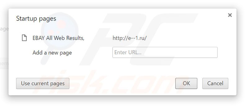 Removing e--1.ru from Google Chrome homepage