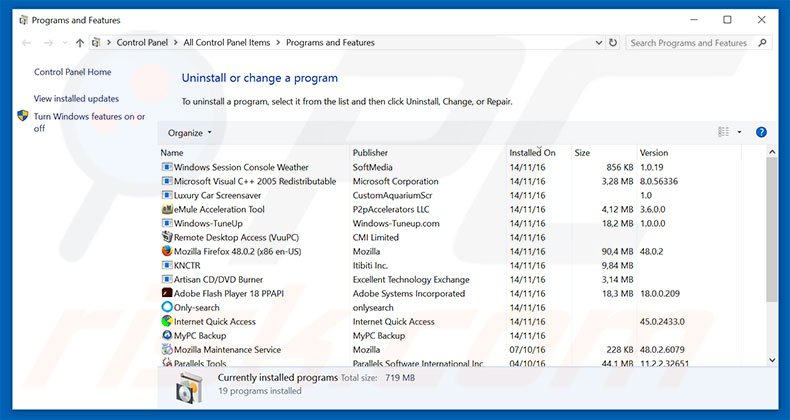 EZSearch adware uninstall via Control Panel