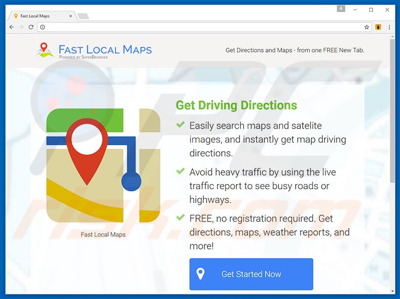Website used to promote Fast Local Maps browser hijacker