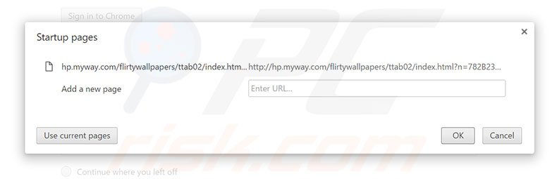 Removing hp.myway.com from Google Chrome homepage