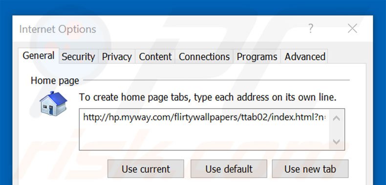 Removing hp.myway.com from Internet Explorer homepage