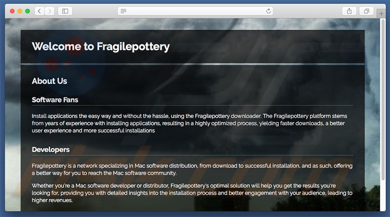 Dubious website used to promote search.fragilepottery.com