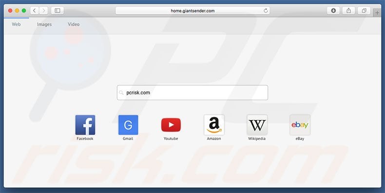 home.giantsender.com browser hijacker on a Mac computer