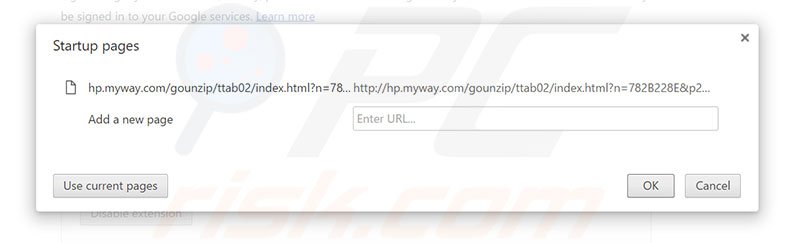 Removing hp.myway.com from Google Chrome homepage