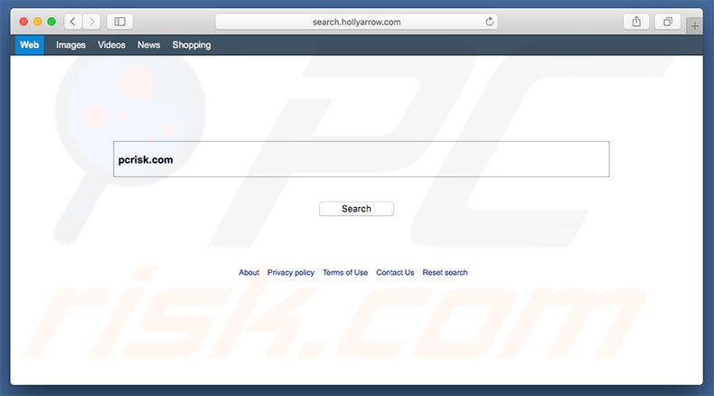 search.hollyarrow.com browser hijacker on a Mac computer