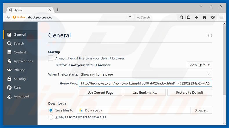 Removing hp.myway.com from Mozilla Firefox homepage