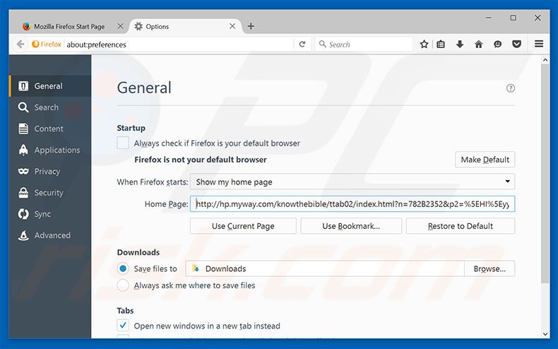 Removing hp.myway.com from Mozilla Firefox homepage