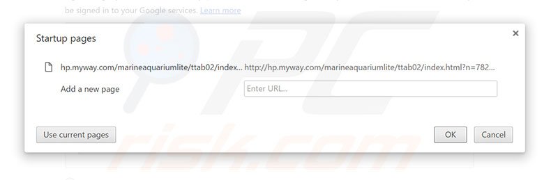 Removing hp.myway.com from Google Chrome homepage