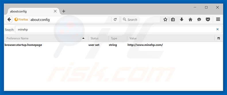 Removing minehp.com from Mozilla Firefox default search engine