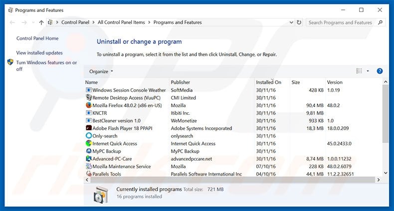 minehp.com browser hijacker uninstall via Control Panel