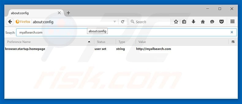 Removing myallsearch.com from Mozilla Firefox default search engine