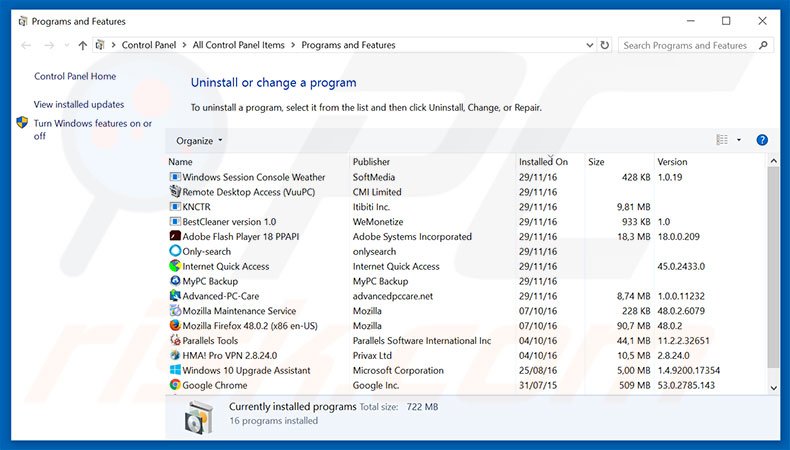 search.myprivacyswitch.com browser hijacker uninstall via Control Panel