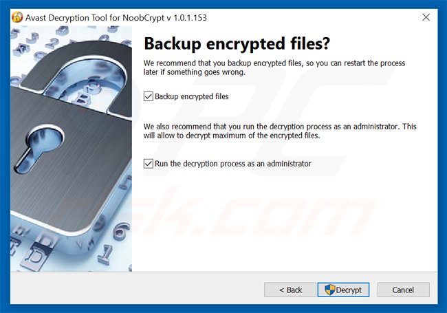 noobcrypt ransomware decrypter by avast