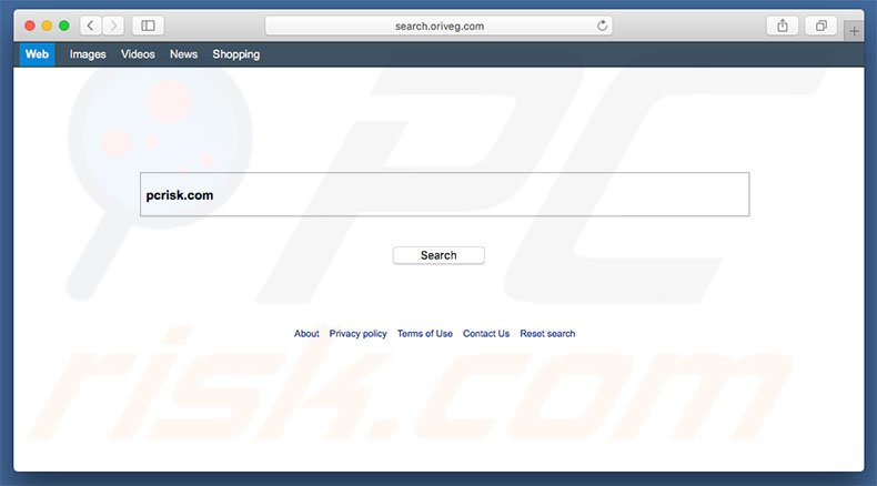 search.oriveg.com browser hijacker on a Mac computer