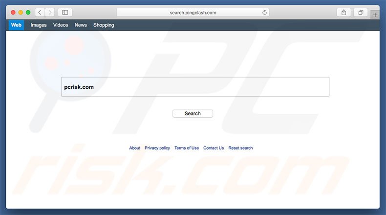 search.pingclash.com browser hijacker on a Mac computer