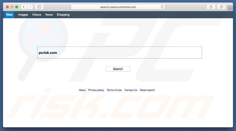 search.plasticumbrella.com browser hijacker on a Mac computer