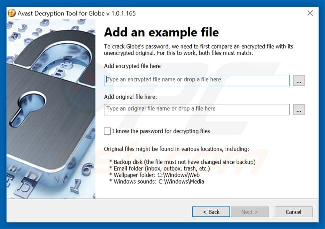 purge (globe) ransomware decrypter by avast